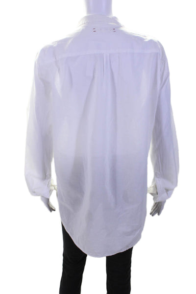 Xirena Womens Cotton Buttoned Cuff Long Sleeve Collared Blouse Top White Size M