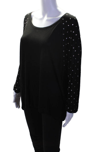 Michael Michael Kors Womens Studded Long Sleeve Blouse Top Black Size XL