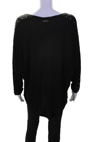 Michael Michael Kors Womens Studded Long Sleeve Blouse Top Black Size XL