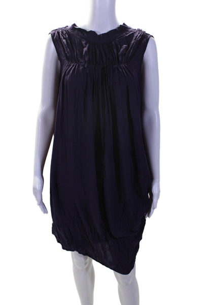 Ann Demeulemeester Womens Ruched Round Neck Sleeveless Dress Purple Size 34