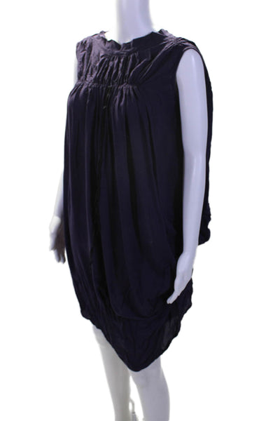 Ann Demeulemeester Womens Ruched Round Neck Sleeveless Dress Purple Size 34