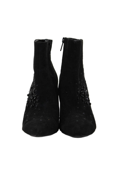 Circus by Sam Edelman Womens Suede Embellished Pointed Toe Booties Black Size 8