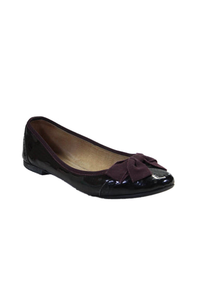 Salvatore Ferragamo Womens Slip On Front Bow Flat Shoes Leather Purple 6