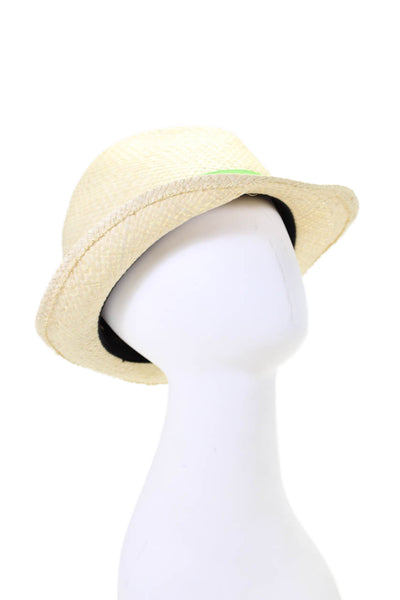 Rag & Bone Womens Side Bow Woven Short Brim Hat Straw Beige Size Medium