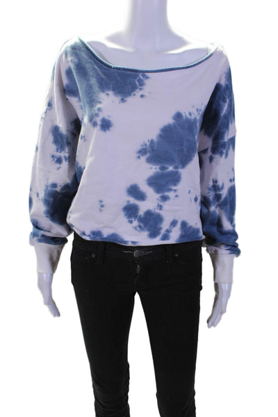 NATURAL LIFE Womens Tie Dye Round Neck Pullover Sweatshirt Top White Size S