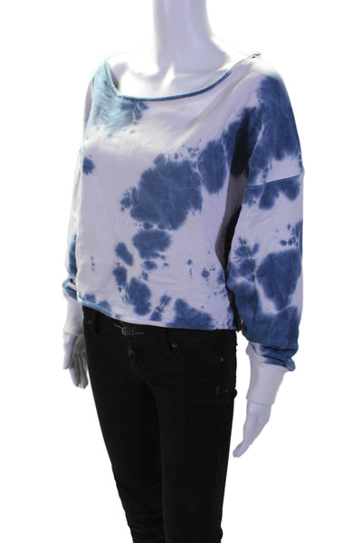 NATURAL LIFE Womens Tie Dye Round Neck Pullover Sweatshirt Top White Size S