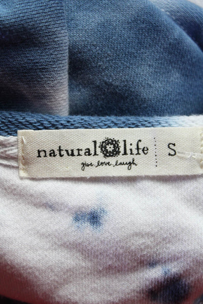 NATURAL LIFE Womens Tie Dye Round Neck Pullover Sweatshirt Top White Size S