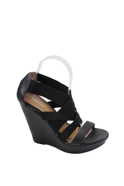 Chinese Laundry Womens Wedge Heel Platform Strappy Sandals Black Size 7.5