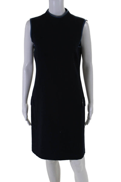 Versace Sport Womens Round Neck Sleeveless Zipped Midi Dress Navy Size EUR 44