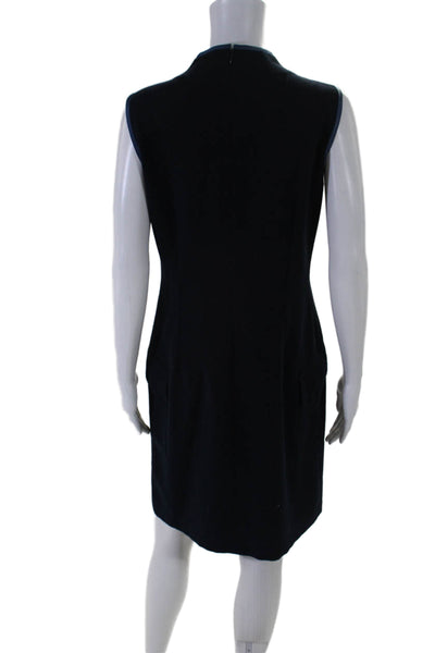 Versace Sport Womens Round Neck Sleeveless Zipped Midi Dress Navy Size EUR 44