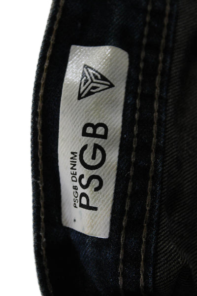 PSGB Mens Cotton Dark Washed Buttoned Slip-On Straight Jeans Blue Size EUR 33