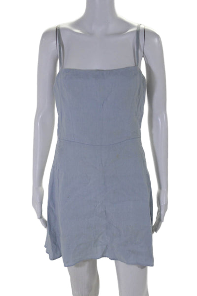 Reformation Womens Spaghetti Strap Square Neck Knee Length Dress Blue Size 6