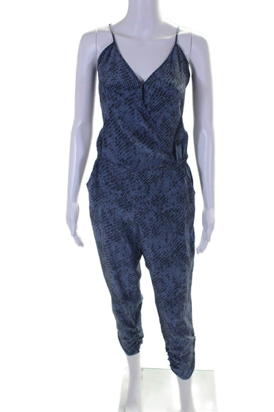 Parker Womens Silk V Neck Sleeveless Jumpsuit Blue Black Size Extra Small