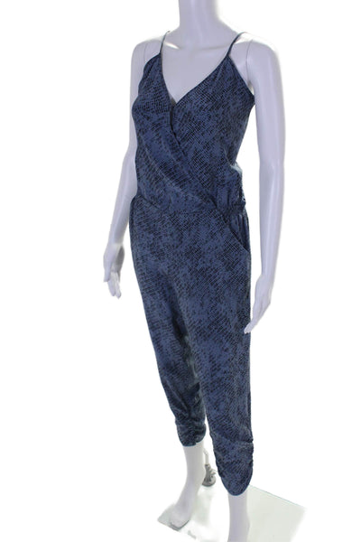 Parker Womens Silk V Neck Sleeveless Jumpsuit Blue Black Size Extra Small