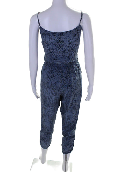 Parker Womens Silk V Neck Sleeveless Jumpsuit Blue Black Size Extra Small