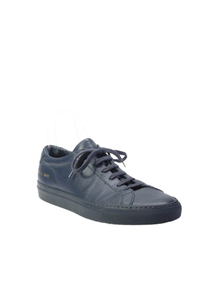 Common Projects Mens Lace Up Round Toe Low Top Sneakers Navy Leather Size 41