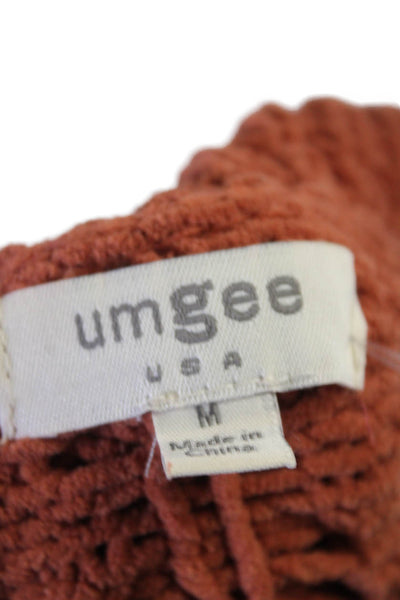 Umgee USA Women's Off The Shoulder Open Knit Pullover Sweater Rust Size M