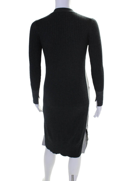 Michael Stars Womens Cotton Dark Gray Ribbed V-neck Sweater Dress Size XS