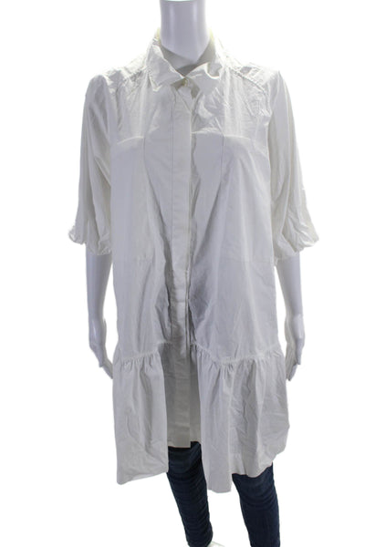 Jonathan Simkhai Womens Cotton Puff Sleeve Button Down Blouse White Size XL