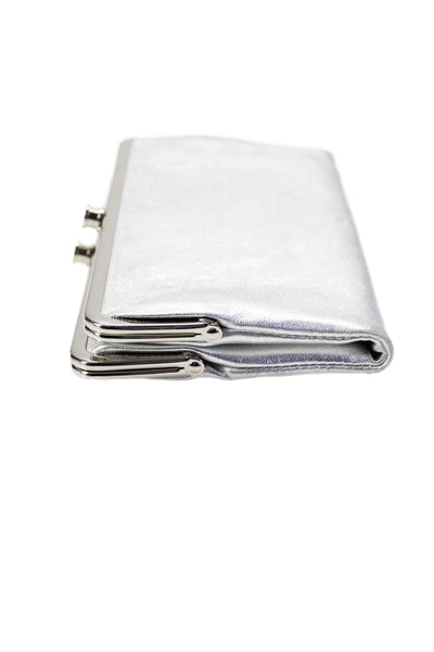 Hobo International Womens Silver Double Push Lock Flap Lauren Clutch Wallet