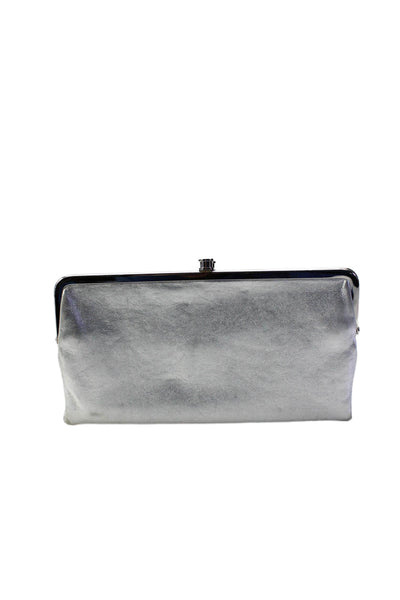 Hobo International Womens Silver Double Push Lock Flap Lauren Clutch Wallet