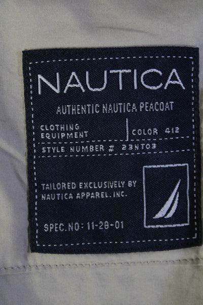 Nautica Women's Collared Pockets Double Breasted Wool Long Coat Black Size 48