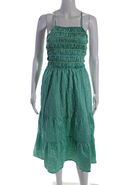 BB Dakota Steve Madden Womens Striped Halter Neck Dress Green White Size Small