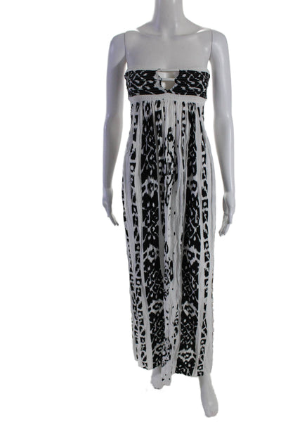 Indah Womens Ikat Print Sleeveless A Line Maxi Dress White Black Size Extra Smal