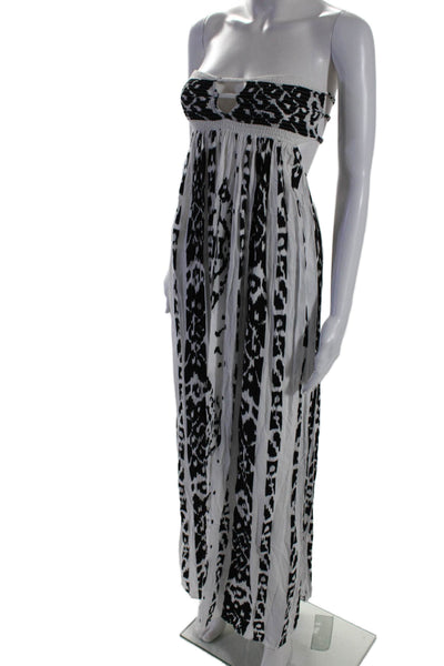 Indah Womens Ikat Print Sleeveless A Line Maxi Dress White Black Size Extra Smal