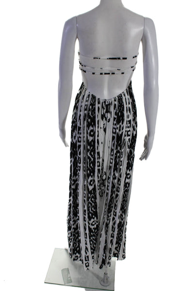 Indah Womens Ikat Print Sleeveless A Line Maxi Dress White Black Size Extra Smal