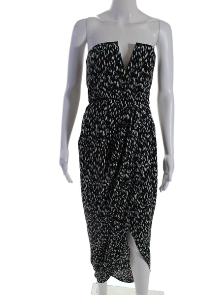 Shona Joy Womens Printed Strapless Sleeveless Maxi Dress Black White Size 2