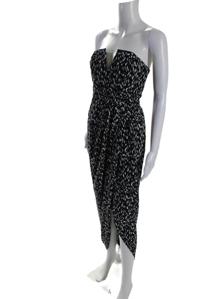 Shona Joy Womens Printed Strapless Sleeveless Maxi Dress Black White Size 2