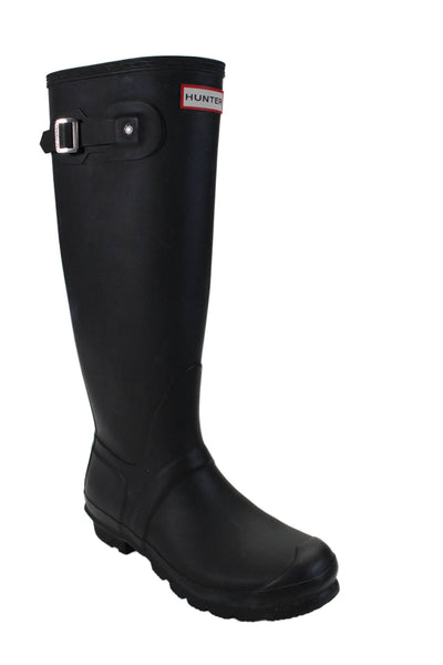 Hunter Womens Slip On Knee High Rubber Boots Black Size 9