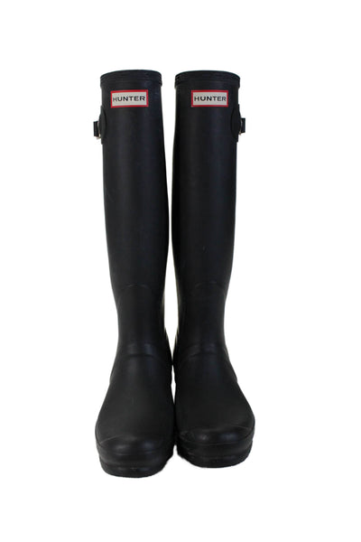 Hunter Womens Slip On Knee High Rubber Boots Black Size 9