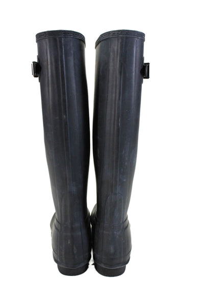 Hunter Womens Slip On Knee High Rubber Boots Black Size 9