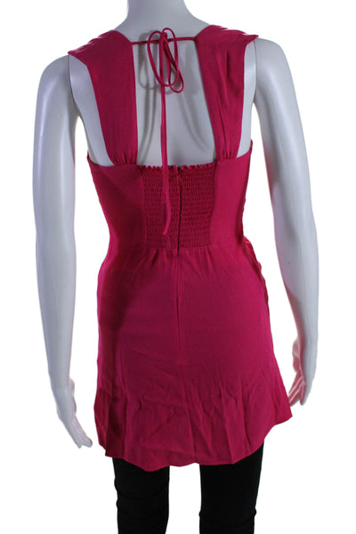 Reformation Womens Sleeveless Zip Faux Buttons Blouse Hot Pink Size XS