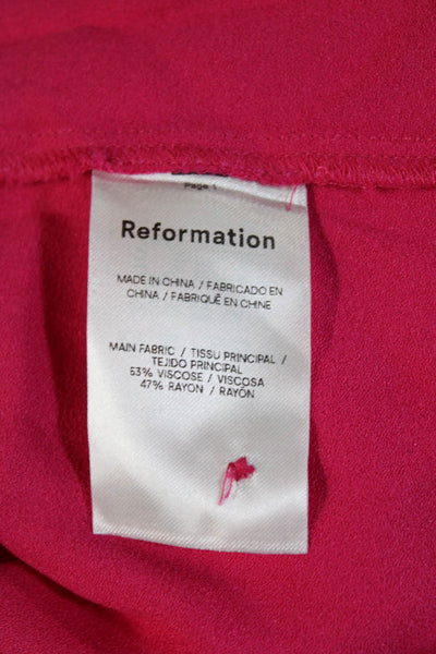 Reformation Womens Sleeveless Zip Faux Buttons Blouse Hot Pink Size XS