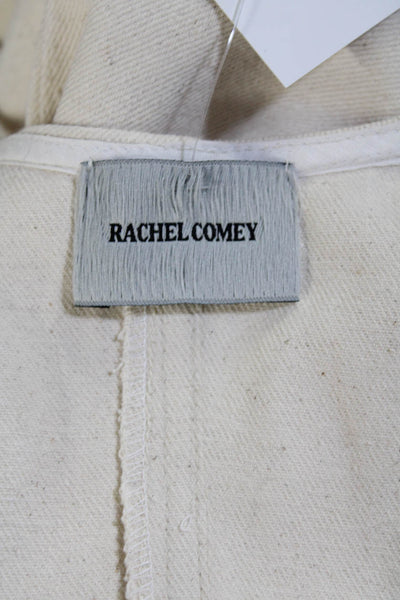 Rachel Comey Womens Cotton Textured Sleeveless Zip Long Jumpsuit Cream Size 0