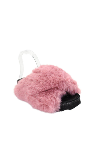 Roam Womens Super Fuzzy Criss Cross Slight Platform Slip On Slides Pink Size 5