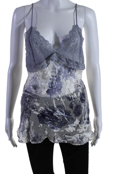 Mary Green Womens Silk Spaghetti Strap Lace Floral Intimate Slip Camisole Size M