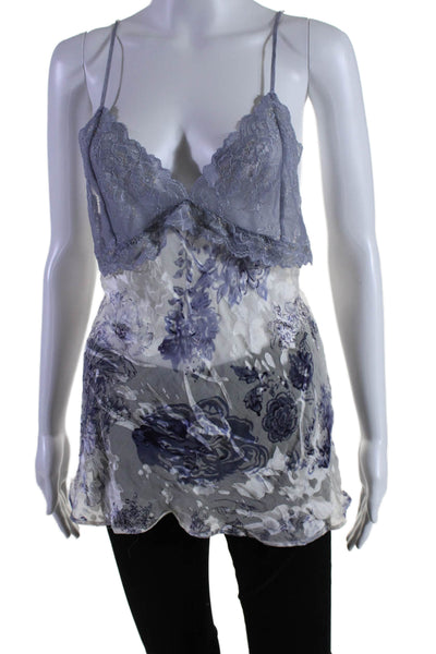 Mary Green Womens Silk Spaghetti Strap Lace Floral Intimate Slip Camisole Size M