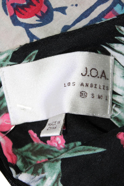 J.O.A. Womens Linen Black Green Floral Cut Out Sleeveless Mini Dress Size XS