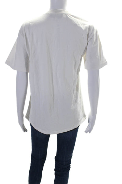 Rebecca Minkoff Womens Cotton Short Sleeve Round Neck Basic T-Shirt White Size M