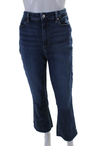 Paige Womens Claudine Dark Washed Fringed Hem Bootcut Jeans Blue Size EUR 32