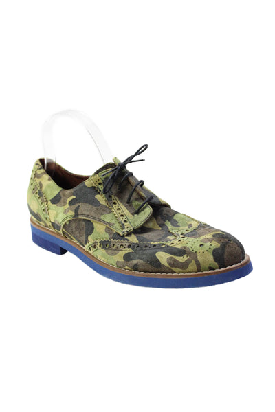 Del Toro Mens Camouflage Print Lace Up Oxfords Dress Shoes Green Size 8