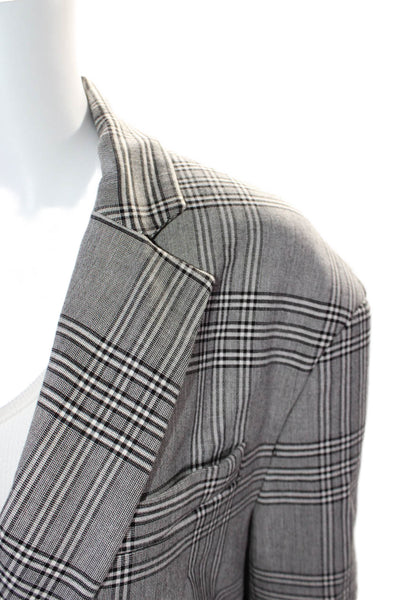 Zara Womens Gray Plaid Front Pockets High Neck Long Sleeve Lined Jacket Size S