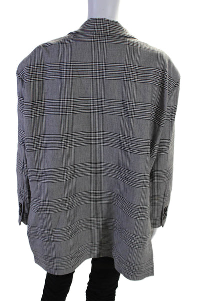 Zara Womens Gray Plaid Front Pockets High Neck Long Sleeve Lined Jacket Size S