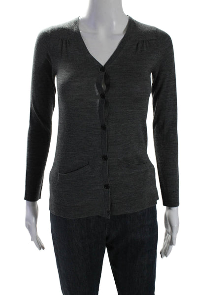 Bonpoint Womens Rib Button Open Thin Knit Cardigan Sweater Gray Size 12