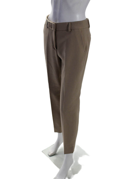 Peserico Womens Pleated Front Mid Rise Tapered Leg Dress Trousers Brown Size 40