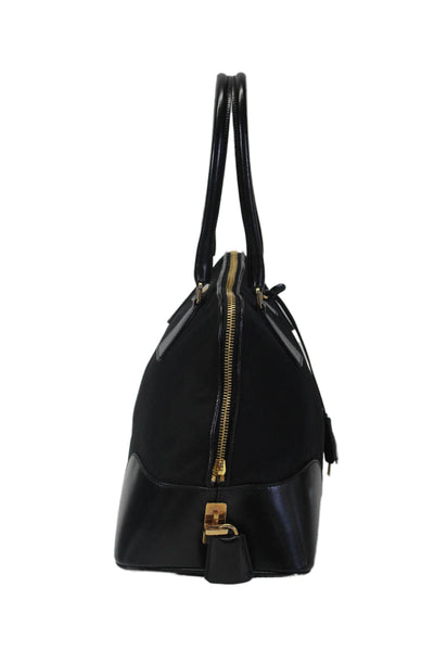 Prada Womens Black Tessuto Nylon Leather Trim Top Handle Satchel Bag Handbag